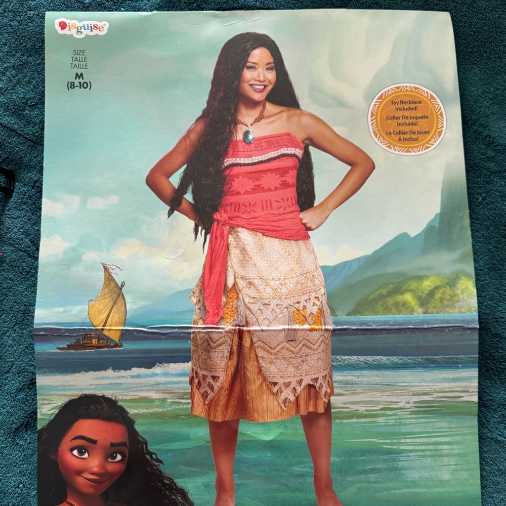 Disney Moana Costume with Custom Floral Headpiece (Size Medium)